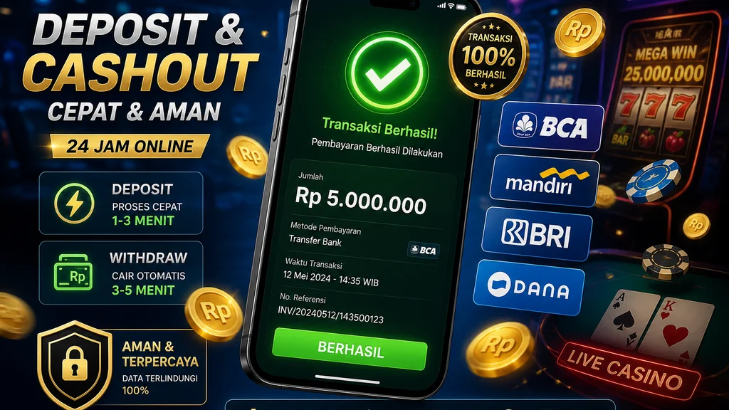 Panduan deposit dan withdraw cepat Mega777 Indonesia via transfer bank BCA Mandiri BRI dan e-wallet DANA